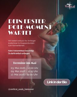 🌼💃Tanz in den Mai! Und zwar mit unseren Schnupperkursen im Mai, die jetzt online sind!🩷

Du bist dir nicht sicher, ob Pole Dance das Richtige für dich ist? Keine Sorge! ❤️

👉 In unseren exklusiven Schnupperkursen für Anfänger:innen darfst du den Sport unbeschwert ausprobieren und unseren Verein kennenlernen 💖 

📆 Unsere Termine im Mai:

➡️ 03. Mai 2026 - Sonntag um 12 Uhr 
➡️ 09. Mai 2026 - Samstag um 12:15 Uhr 
➡️ 17. Mai 2026 - Sonntag um 12 Uhr 

In entspannter Atmosphäre zeigen wir dir step by step und ohne jeglichen Druck die ersten Pole Moves, um ein Gefühl für den Sport zu bekommen. Dabei achten wir auf dein persönliches Level, sodass du auch ohne sportliche Vorkenntnisse tolle Erfolgserlebnisse mit nach Hause nehmen wirst, versprochen! ☺️💖
Und wer weiß, vielleicht entdeckst du an dem Tag deine neue Leidenschaft. ❤️‍🔥 

🔗💌 Melde dich direkt über den Link in der Bio an oder schreibe uns eine PN 💖 Auch bei Fragen sind wir gern für dich da! ☺️

Wir freuen uns sehr dich bei deinem ersten Schritt auf deiner Poledance Reise begleiten zu dürfen! 💖💫

Fotograf: @torstencantilever 

#poledance #pole #poledancehannover #polefitness #polecommunity